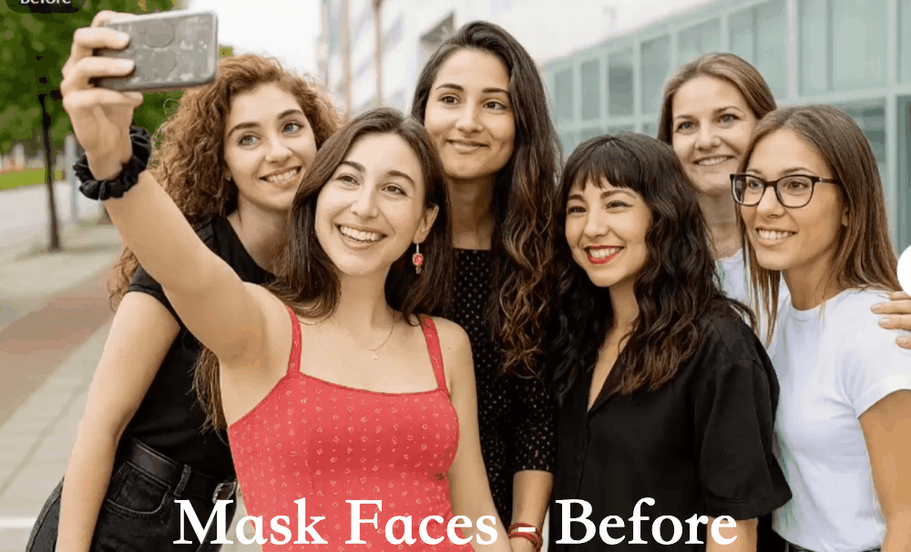 EmojiFace.us demo showing instant face hiding with emojis