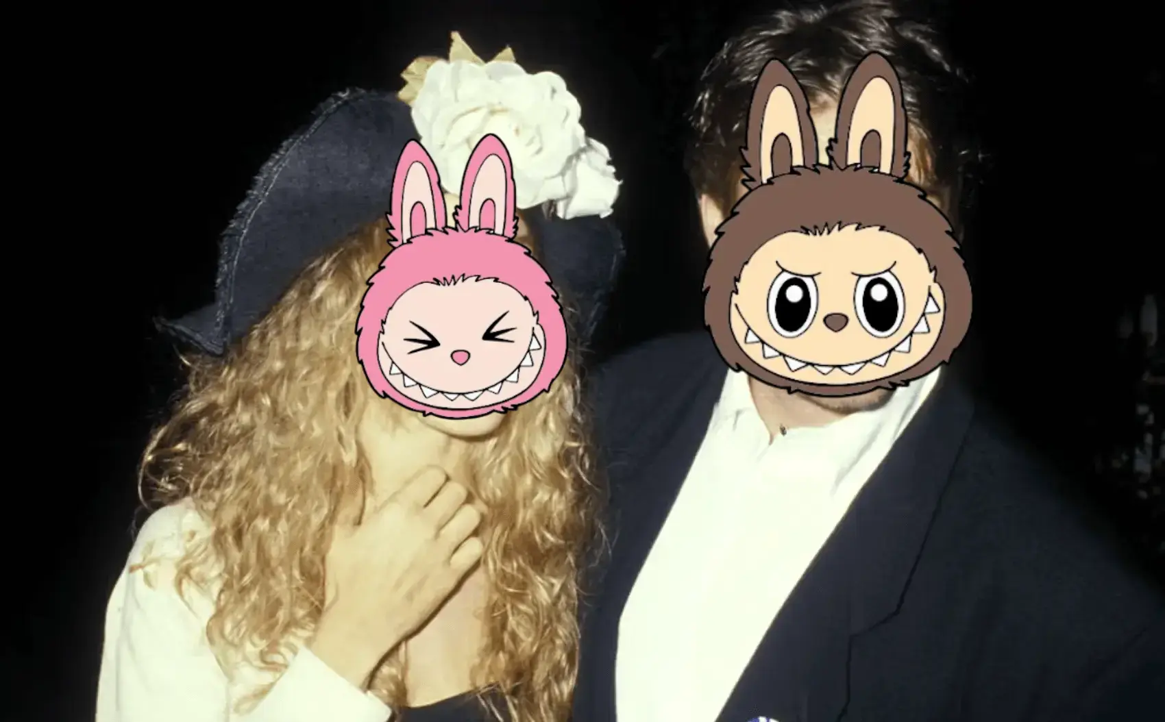 Face masked with Labubu emoji using AI technology
