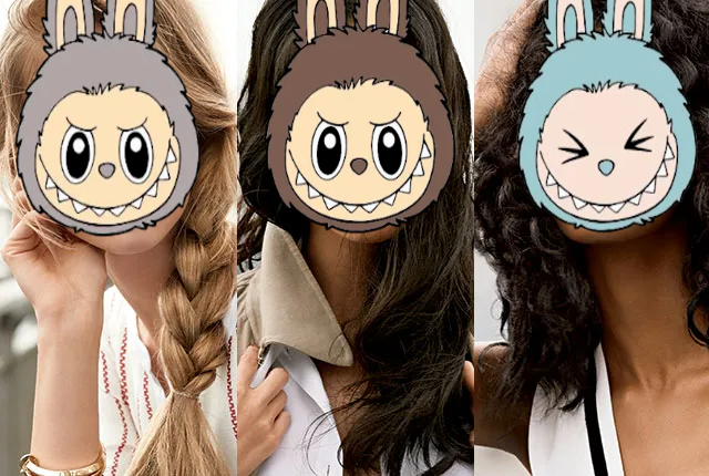 Face masked with Labubu emoji using AI technology